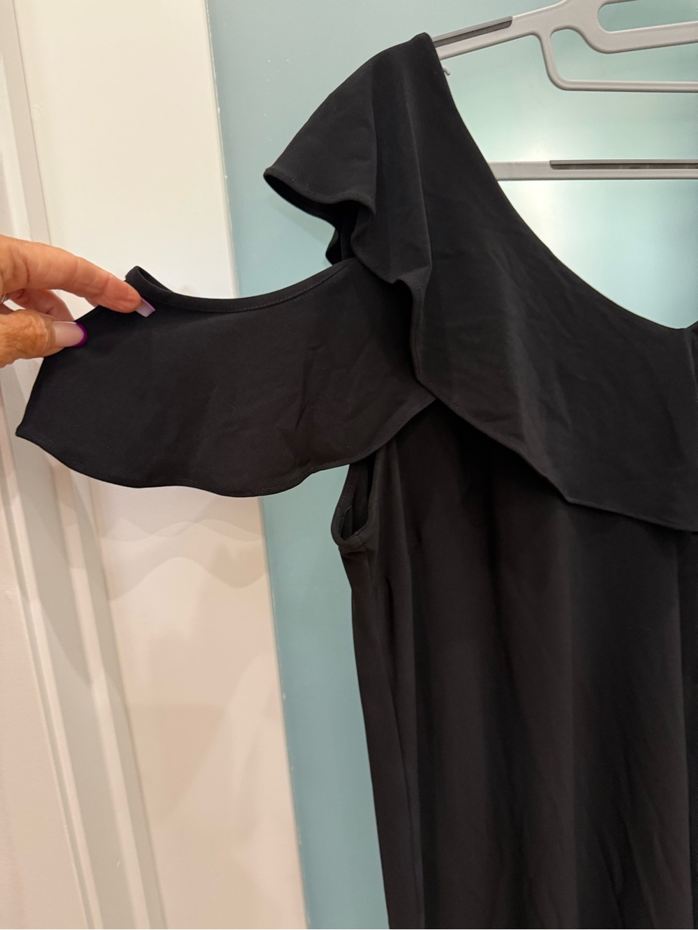 MSK Black One-Shoulder Ruffle Dress - Picture 2 of 4